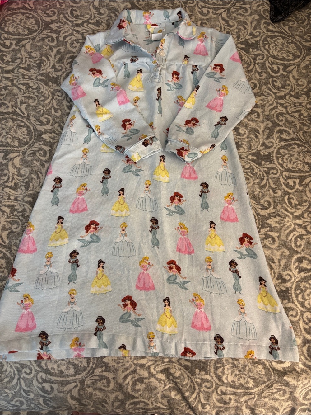 Pottery Barn Kids Girls' Light Blue Princess Print Nightgown
